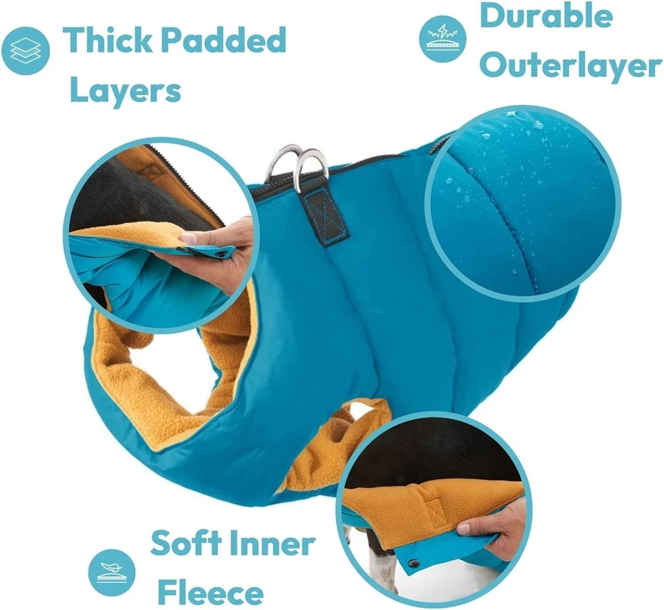 Gooby Chaleco Acolchado Perro Chaqueta - Rojo Sólido, Pequeño - Cálido Cremallera Chaleco Chaqueta Polar Foto 3 de 4