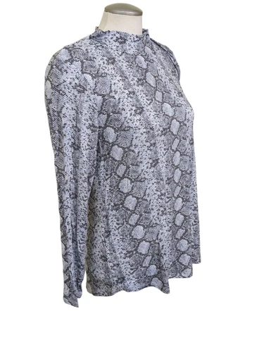 Maurices Womens Long Sleeve Top Size L White Gray Snakeskin Mock Neck Stretch - Picture 3 of 6