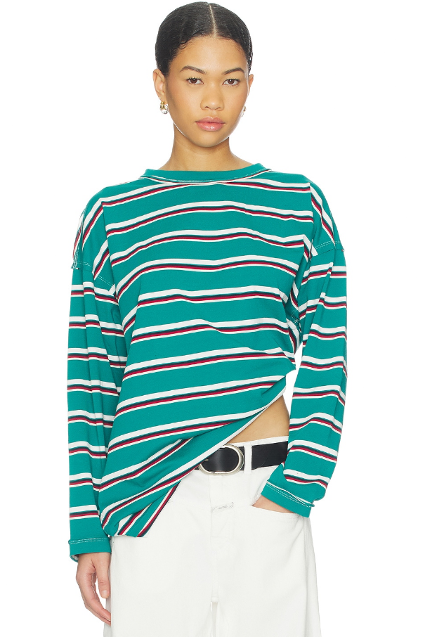 LIONESS Horizon Long Sleeve Top, Forest Stripe