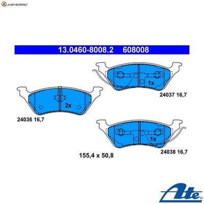 BREMSBELAGSATZ SCHEIBENBREMSE 13.0460-8008.2 FÜR CHRYSLER GRAND/VOYAGER/IV 2.5L