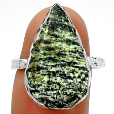 Natural Chrysotile 925 Sterling Silver Ring s.8.5 Jewelry R-1191