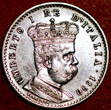 1 Lira 1890 Eritrea Umberto I KM# 2