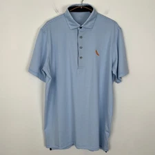 Greyson Men's Size L Blue Stripe Golf Polo Shirt Feather Country Club Logo