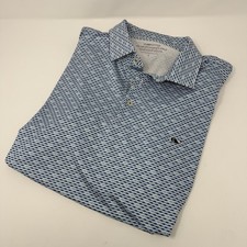 Vineyard Vines Shark Print Sankaty Performance Polo Shirt Blue Sz Large