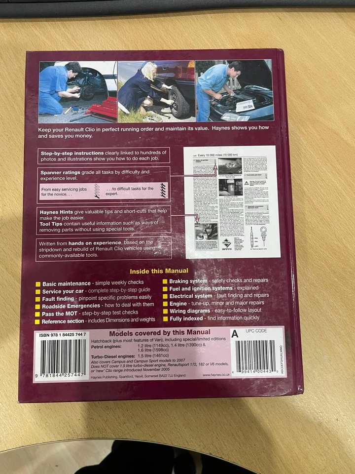 USED Haynes Manual 4168 - Renault Clio, 2001 to 2005, petrol & diesel - Image 2 of 2
