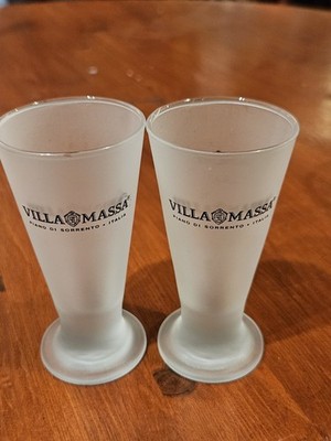VILLA MASSA Italia Schnapsgläser x 2 hoch mattiertes Logo beidseitig 10 cm