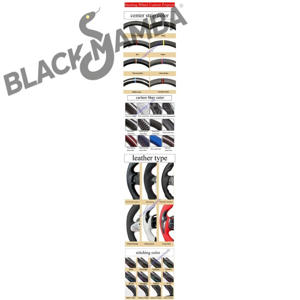 Custom Carbon Fiber black Leather Steering Wheel For BMW 2007 530xi Foto 3 de 4