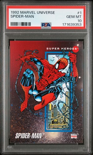 1992 MARVEL UNIVERSE #1 SPIDER-MAN PSA 10