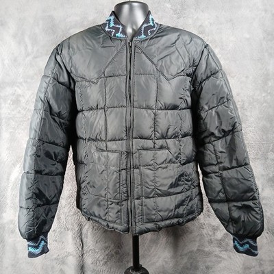 Walls Blizzard Pruf Aztec Men's XL Puffer Western Black Full Zip Jacket U.S.A.
