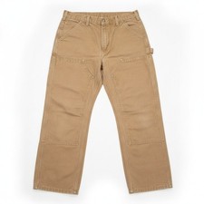 Carhartt B01 BRN Double Front Work Dungaree Pants Men's 32x30 Brown Duck Canvas