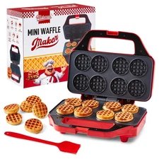 Mini Waffle Maker for Kids, Small Non-Stick Waffle Iron, Makes 8 x 2" Thin Wa...