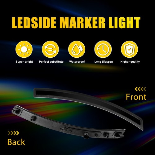 4PCS Smoke Lens F&R White LED Side Marker Lights For Chevy Corvette C7 14-2019 W - Picture 5 of 11