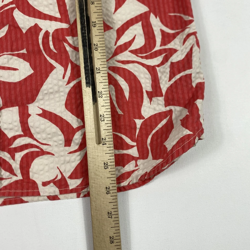 Gap Kids Shirt Boys Large Red Hawaiian Aloha Seersucker Short Sleeve Button - Image 4 of 4