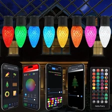 Smart C9 Christmas Outdoor Lights, 33FT 50 LEDs RGB String Lights, APP/Remote