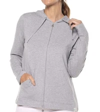 Coolibar Women's Jacket Gray Large UPF 50+ Sun Protection Full Zip Stretch