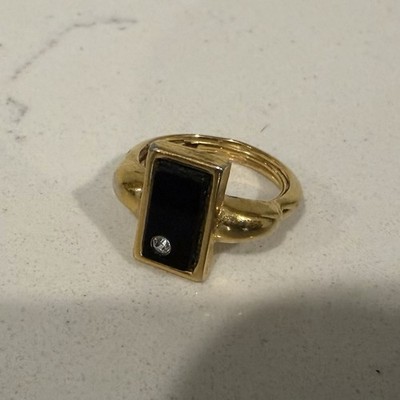 VINTAGE AVON 1970s FAUX ONYX WITH RHINESTONE SIZE 4.5