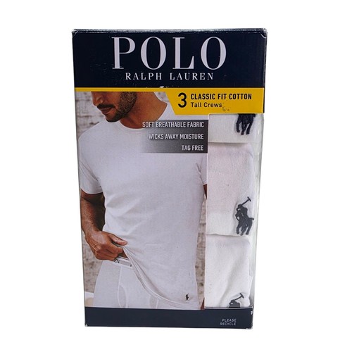 Polo Ralph Lauren Big & Tall XLT White Crew Neck Classic Fit T-Shirt 3 Pack New
