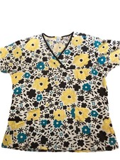 Wonder Wink Floral Scrub Top Woman s Size L
