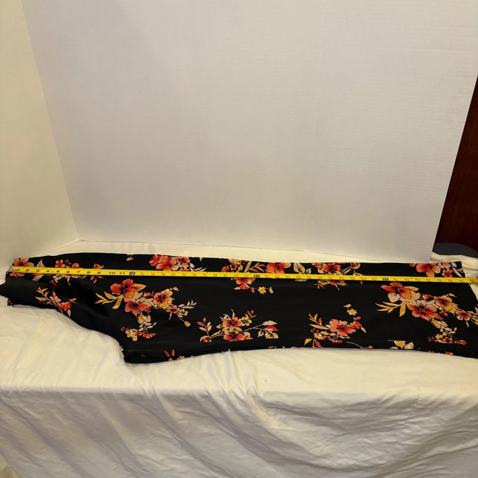 Pantalones Palazzo Guess LA Talla L Negro/Naranja Floral Pierna Ancha Tropical Resort/Playa Foto 4 de 4