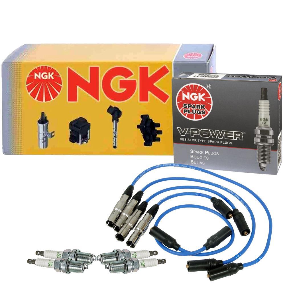 NGK Blue Spark Plug Wire Set  4 V-Power Spark Plugs Kit For Saab Subaru 2.0l L4