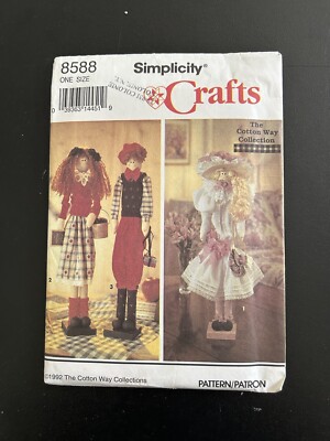 Simplicity Crafts Pattern 8588 The Cotton Way Collection 22  Dowel Dolls Uncut