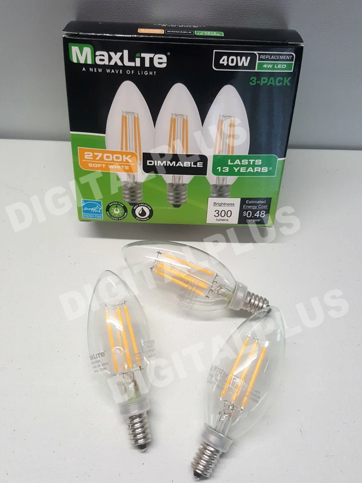 6 pack B10 LED Light Bulbs 2700k 40W 300L Equivalent C12 E12 Candelabra Dimmable - Image 4 of 4