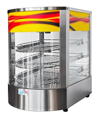 Arbeitsplatte Essen Kuchen Pizza Scheibe Gebogen Glas Wärmer Display Silber Gewerbe