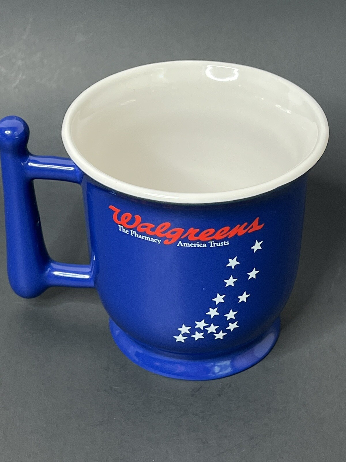 Patriotic Star Large Coffee Mug Walgreens Pharmacy America Trusts Blue