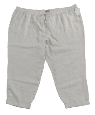 H&M Premium Quality Women's Natural Linen Lightweight Drawstring Pants Size 4XL