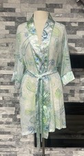 Delicates Robe Green Trimmed in Blue Size L