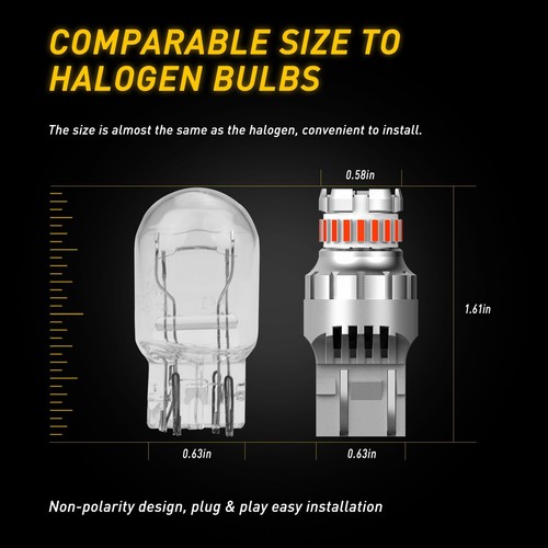 7443 LED Strobe Flashing Safety Alert Brake Tail Light Stop Parking Bulbs Red 2F - Picture 9 of 24