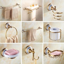 Antique Brass Wall Mounted Bathroom Accessories Set Bath Hardware Towel Bar