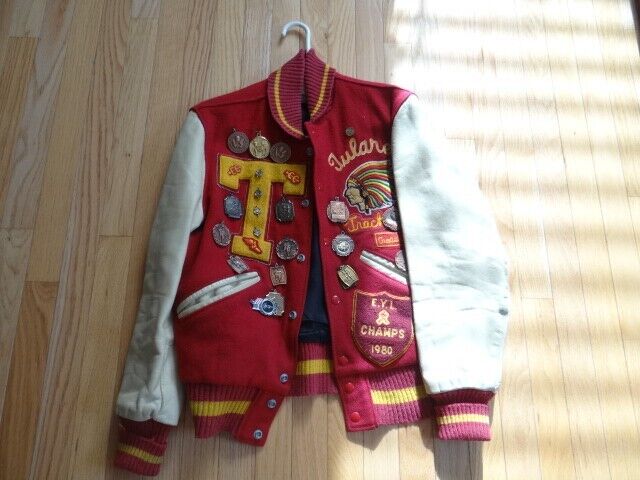 Vintage DeLong Leather Wool Letterman Tulare Track Jacket Vintage DeLong Leather Wool Letterman Tulare Track Jacket