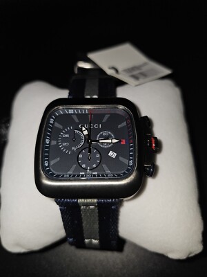 RARE Genuine GUCCI Coupe 44mm Chronograph Blue Grey Square Mens