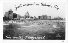 Postcard Just Arrived in Atlantic City NJ The World's Playground RPPC Aerial
