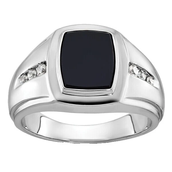 Joyería de ónix para hombre oro blanco pureza de metal de 14 K