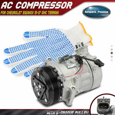 A/C Compressor with 5-Groove Pulley for Chevrolet Equinox GMC Terrain 2015-2017