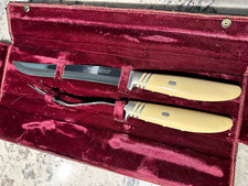 CLYDE 1850 Cutlery Stainless Blade Steel Carving Set w/Leather Case Made in USA