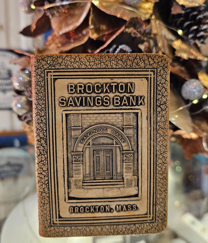 BROCKTON SAVINGS BANK BOOK BANK-4 5/8" X 3 3/8"-FREE USA SHIPPING