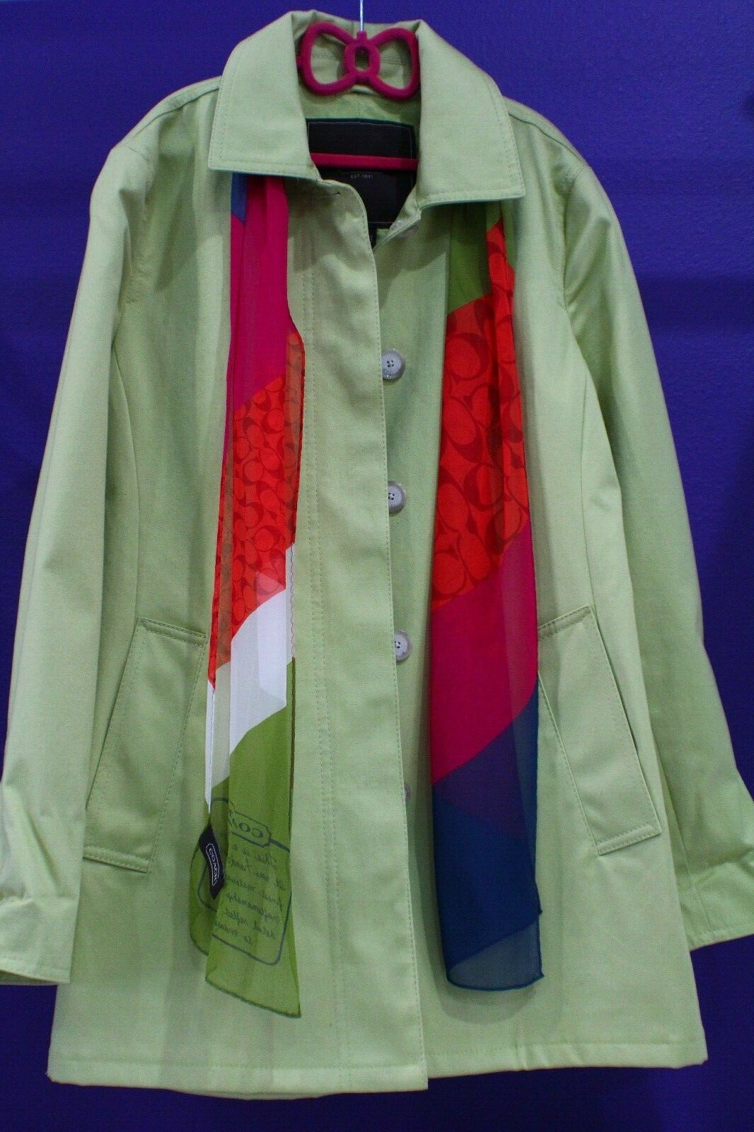 COACH Lime Green Coat Coach Women's Trench Style Co… Gem