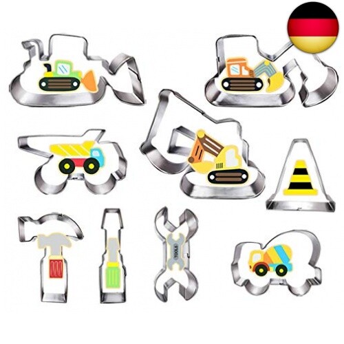 Ausstechformen-Set, 9-Teilig, Bagger, Bulldozer, Kipplaster, HammerschlüSsel, Ba-image