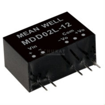 MEANWELL MDD02M-15, DC DC-Wandler, 12:15V 67mA 2W