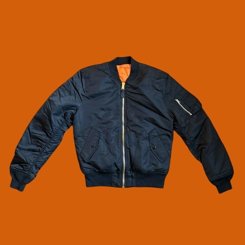 NO COFFEE × SHANTi i × ALPHA MA-1 Alpha Industries MA-1 Flyer Zip Up Reversible Orange Bomber