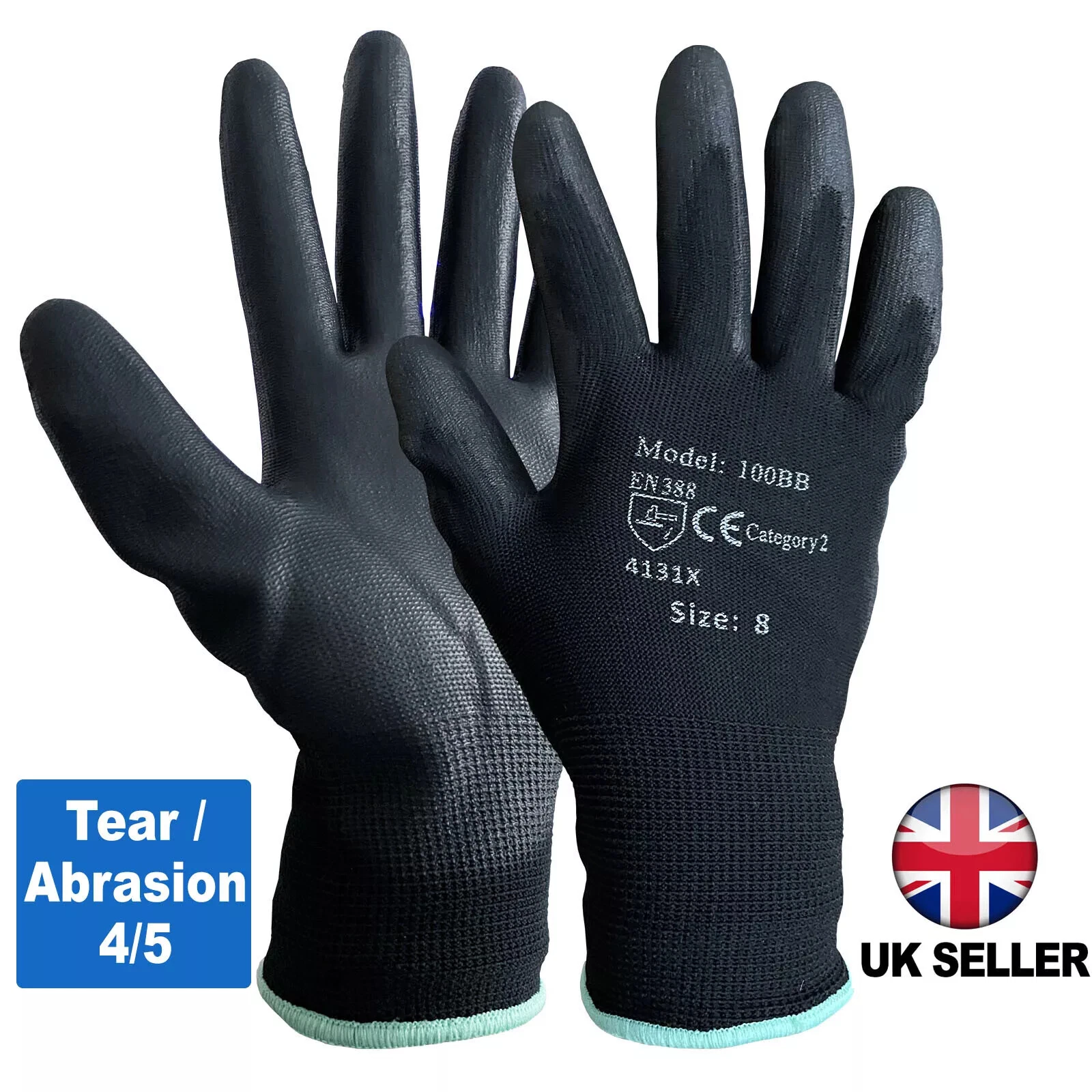 24 paires de gants de travail revêtus de noir pour constructeurs construction jardin sécurité hommes