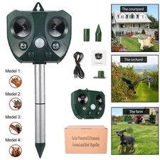 Solar Ultrasonic Power Pest Animal Repeller Outdoor Repellent Garden Cat Dog Fox