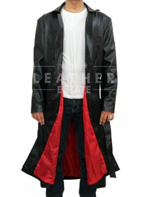 Mans Celebrity Wesley Snipes Blade Trinity Leather Long Trench Coat - XXS-3XL