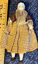 Antique German 5  C1890 Miniature China Head Doll With Great Outfit Orig Body