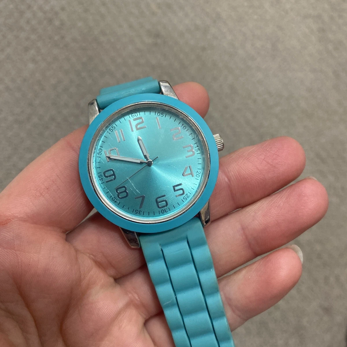 Blue Large Face Wrist Watch Silicone Link Band
