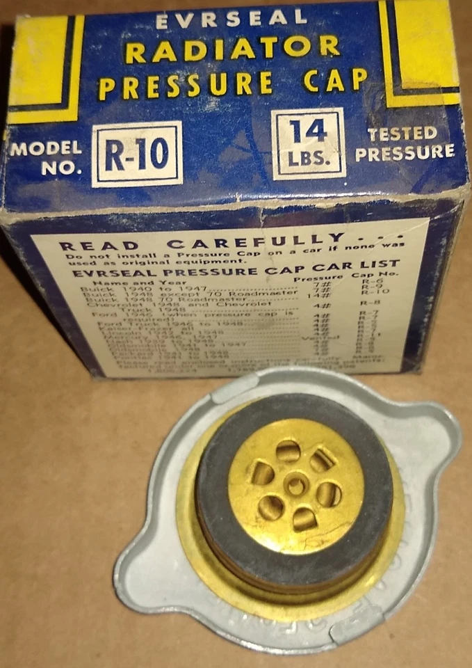 Tampa de pressão do radiador Verseal R-10 compatível com Buick 1948 14 lb Willys '37 a '41 NOS - Imagem 2 de 4