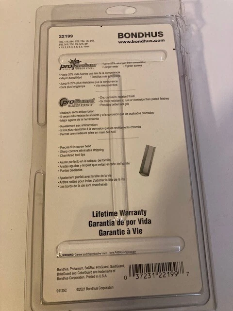 Bondhus 13pc Hex L-Wrench Set SAE Standard 22199 USA Made NEW in Box - Image 3 of 4